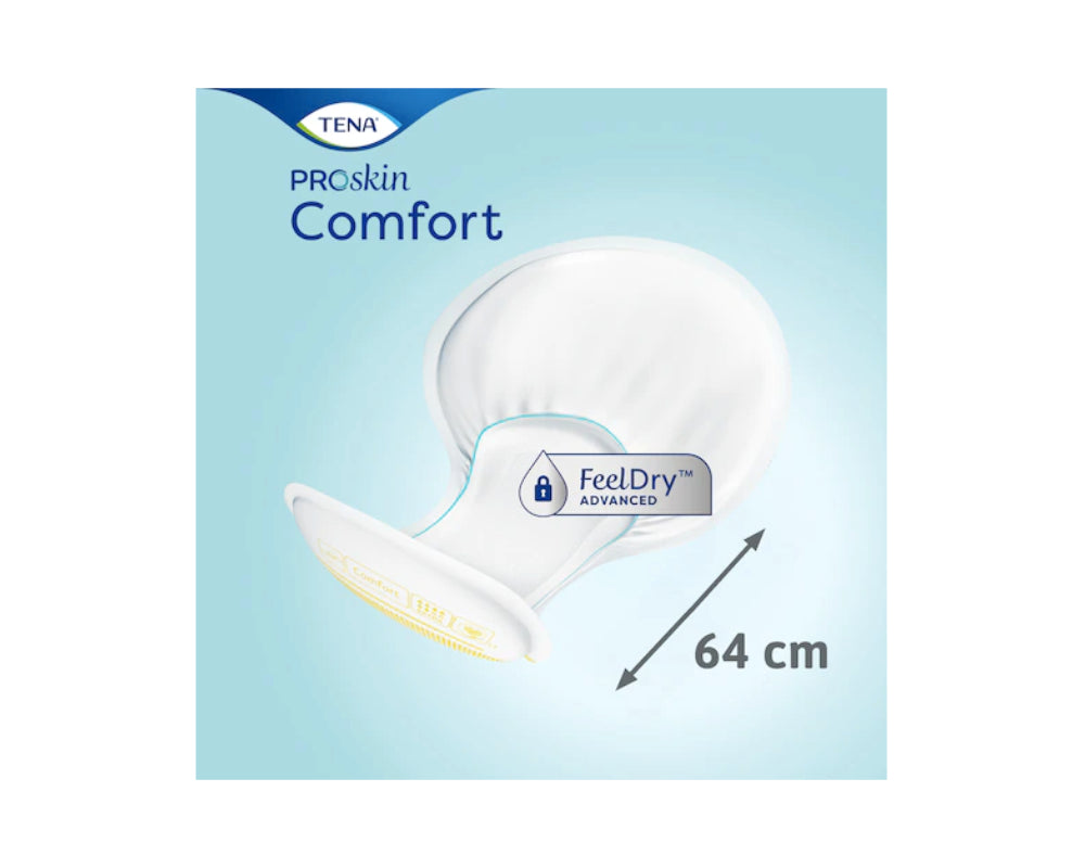 Die TENA Comfort Super Einlage ist 64 cm lang