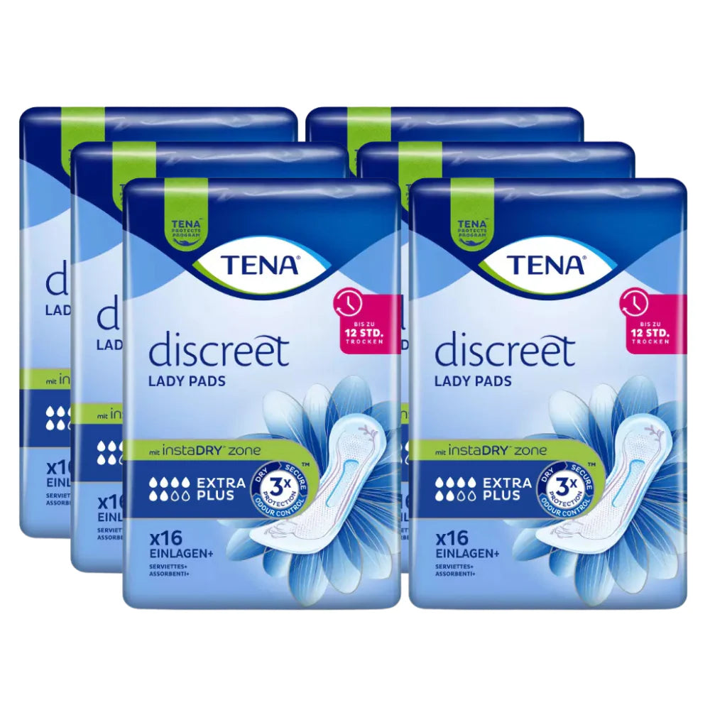 Sparpaket: 6 Packungen TENA Lady Discreet Extra Plus