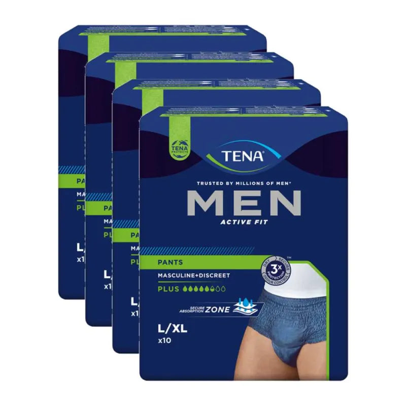 Sparpaket: 4 Packungen TENA Men Active Fit Pants Plus Grösse L/XL