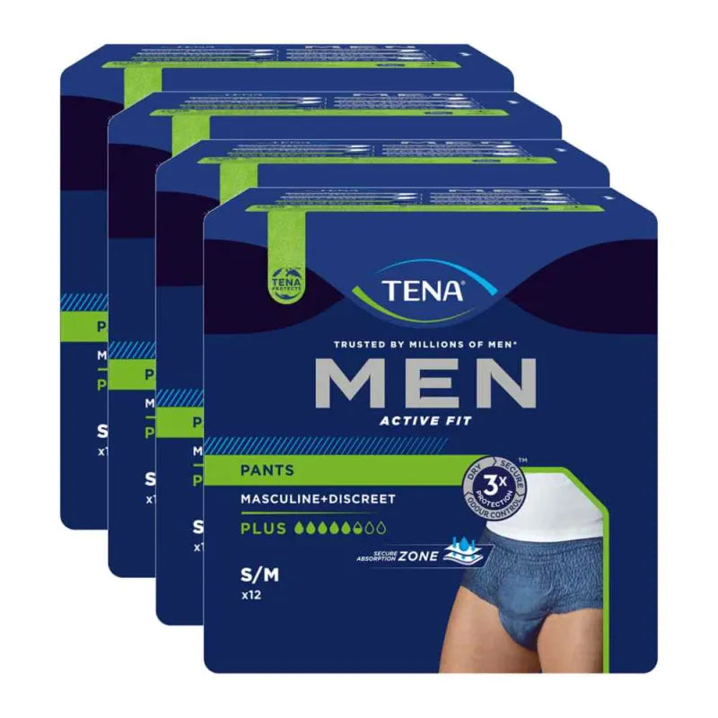 Sparpaket: 4 Packungen TENA Men Active Fit Pants Plus Grösse S/M