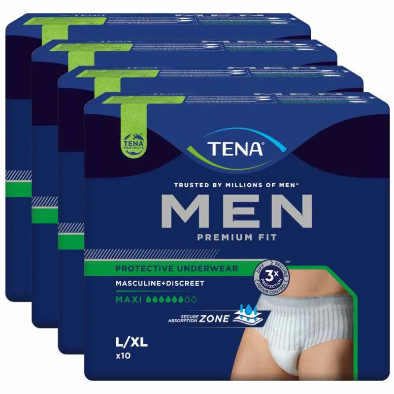 TENA Men Premium Fit Pants Maxi Grösse L/XL 4 Packungen, Sparpaket