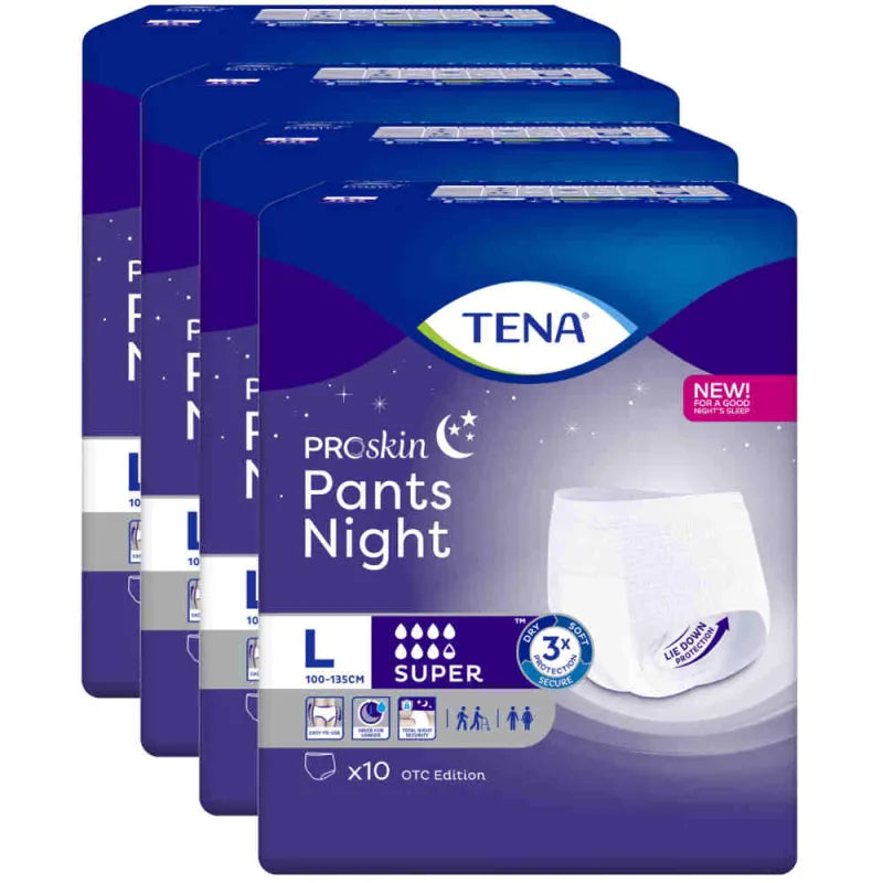 TENA Pants Night Super Grösse L, 4 Packungen, Sparpaket
