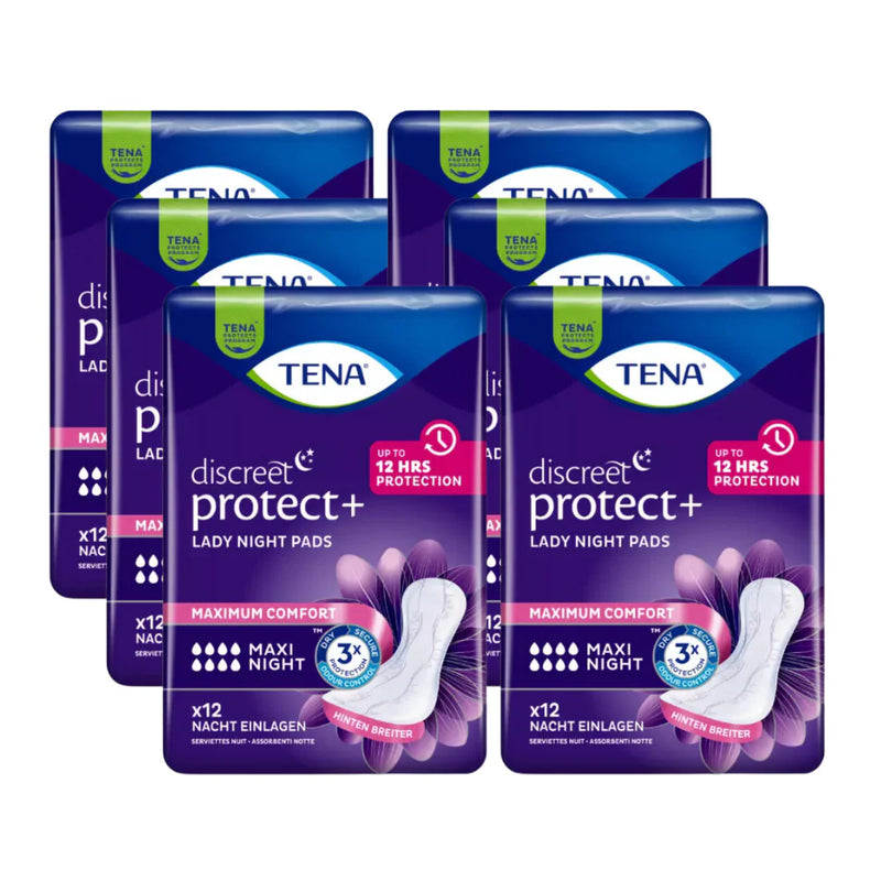 Sparpaket: 6 Packungen TENA Lady Discreet Maxi Night