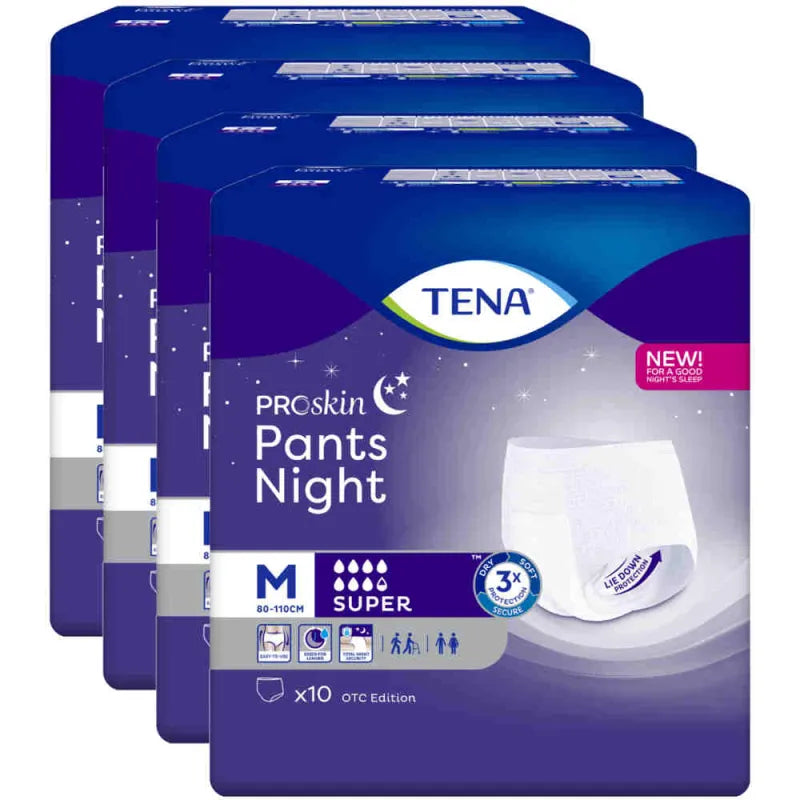 TENA Pants Night Super Grösse M, 4 Verpackungen, Sparpaket